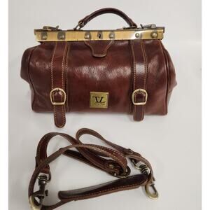 TUSCANY LEATHER EUC MONA LISA GLADSTONE LEATHER FRAMED DR BAG